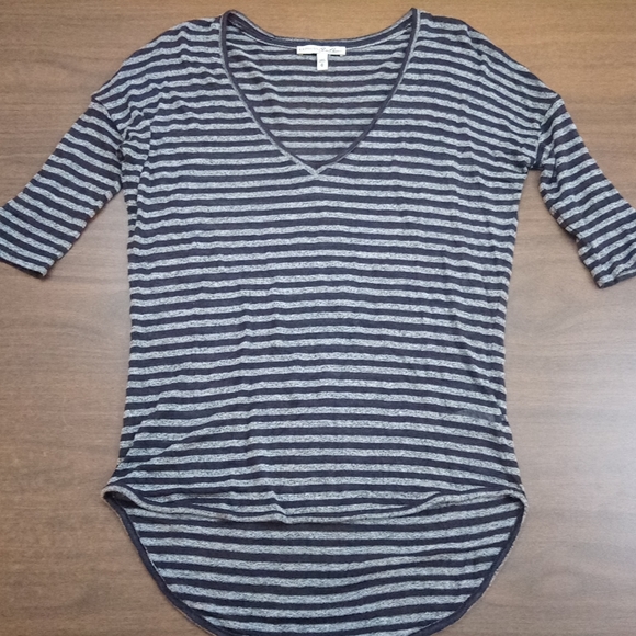 Express Soft Cozy Gray & Black Striped Hi Low Top - Picture 2 of 13